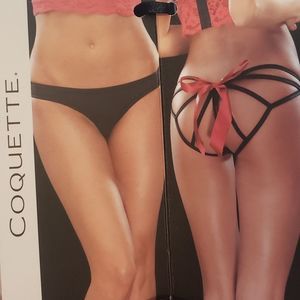 Cheeky Panty black with red bow Size OS/XL